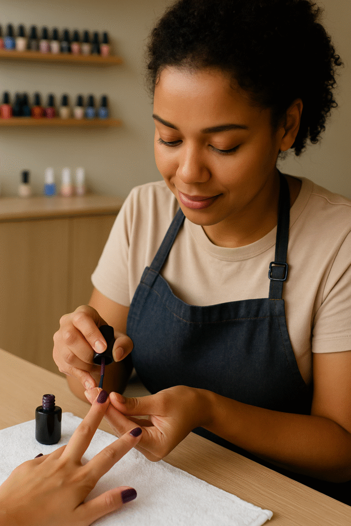 Manicure prestando serviço
